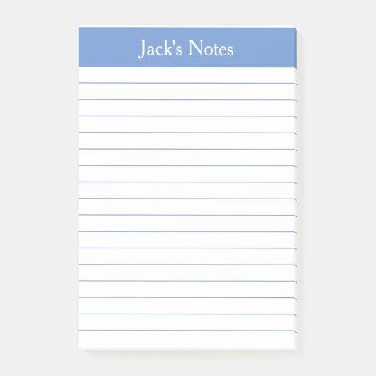 クラシックライトブルー横付きパーソナライズされた ポストイット (正面)