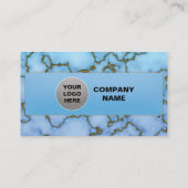 クラシックライトブルー3D大理石フェイク光沢ゴールド箔 名刺 (裏面)