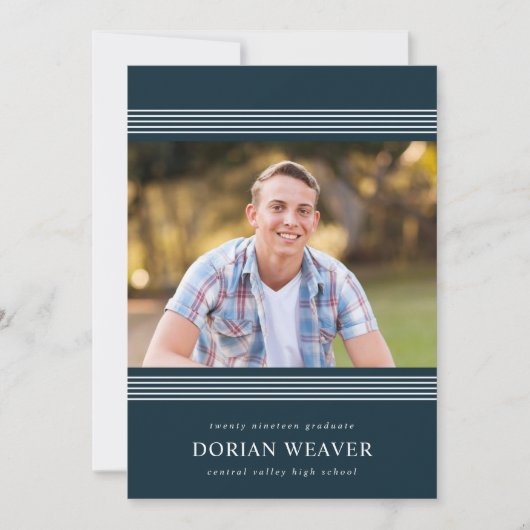 クラシックライン | ダーク | 写真 卒業パーティー 招待状 (正面)