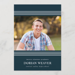 クラシックライン | ダーク | 写真 卒業パーティー 招待状