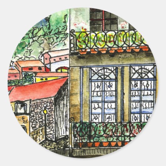 クラシックラウンドステッカー光沢のある小さいポルトガル付き ラウンドシール (正面)