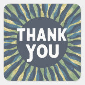 クラシックラウンドステッカー美しいサンキューデザイン スクエアシール (正面)