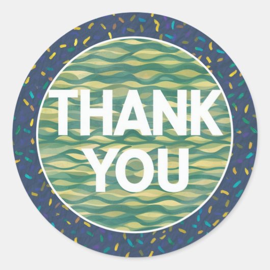 クラシックラウンドステッカー美しいサンキューデザイン ラウンドシール (正面)