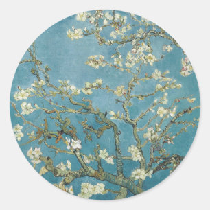 クラシックラウンドステッカー:ファンゴッホ:アーモンドの花 ラウンドシール