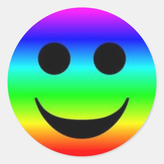 クラシックラウンドステッカー/レインボー顔 ラウンドシール (正面)