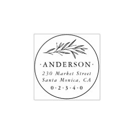 クラシックラウンドボタニカルファミリー名差出人住所 ラバースタンプ