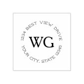 クラシックラウンドモノグラム差出人住所ゴムスタンプ ラバースタンプ (インプリント)