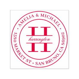 クラシックラウンド結婚モノグラム差出人住所 セルフインキングスタンプ