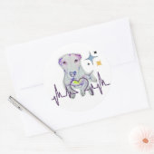 クラシックラウンド、ハートビートドッグアート、ステッカー ラウンドシール (封筒)