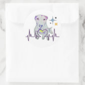 クラシックラウンド、ハートビートドッグアート、ステッカー ラウンドシール (バッグ)