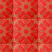 クラシックラグジュアリーシックフェイク金ゴールドオーナメントオンレッド タイル