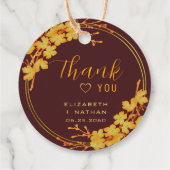 クラシックラグジュアリー・ブルゴーニュ&金ゴールド結婚ズ・サンキュー フェイバータグ (裏面)