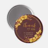 クラシックラグジュアリー・ブルゴーニュ&金ゴールド結婚ズ・サンキュー マグネット (正面/裏面)