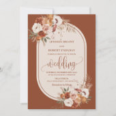 クラシックラストパンパスグラスボホ結婚式招待状 招待状 (正面)