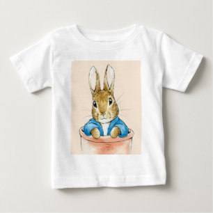 クラシックラビットのテラコッタ植木鉢 ベビーTシャツ