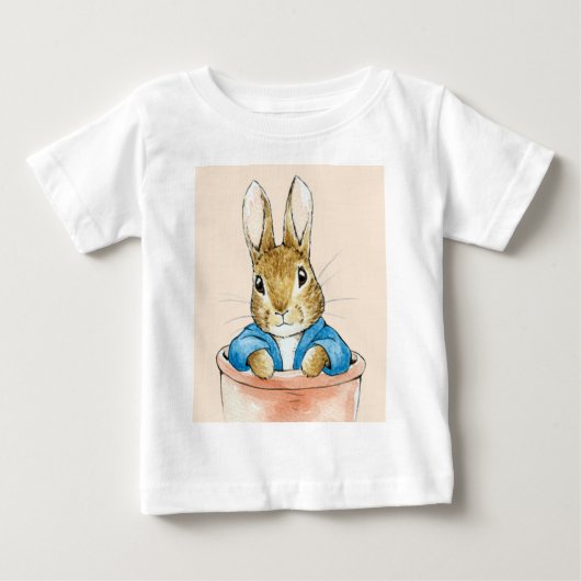 クラシックラビットのテラコッタ植木鉢 ベビーTシャツ (正面)