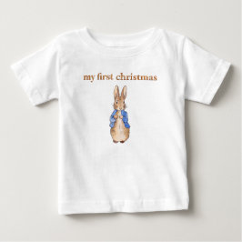 クラシックラビットの最初のクリスマス ベビーTシャツ