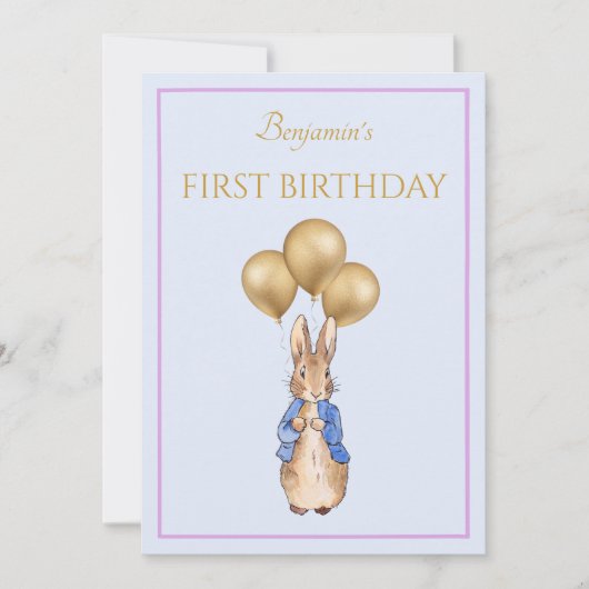 クラシックラビットの1歳の誕生日 招待状 (正面)