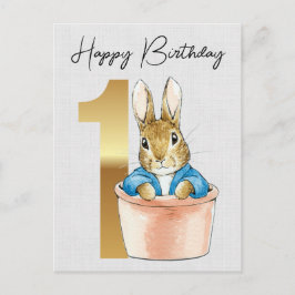 クラシックラビットの1歳の誕生日 ポストカード