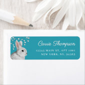 クラシックラビット&花模様ロビンズブルーアドレス ラベル (インサイチュ)