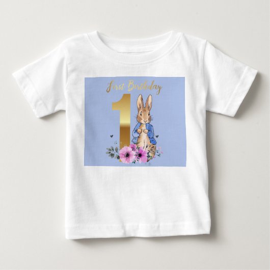 クラシックラビット 1歳の誕生日 ベビーTシャツ (正面)