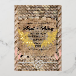 クラシックラフ結婚ロープ 箔招待状