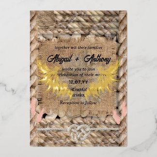 クラシックラフ結婚ロープ 箔招待状