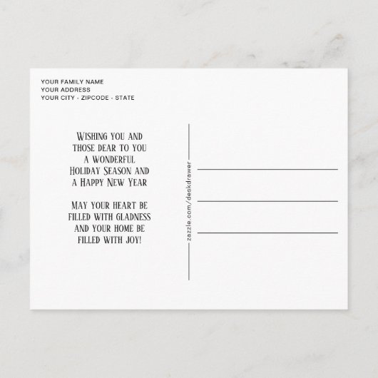 クラシックラブホリデーモダンシーズンズグリーティング ポストカード (裏面)