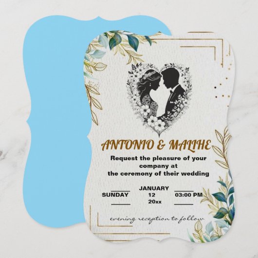 クラシックラブ結婚式招待状 (正面/裏面)