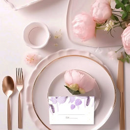 クラシックラベンダーユーカリグリッター結婚ズプレイス プレイスカード