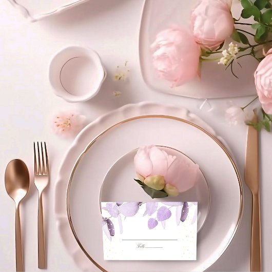 クラシックラベンダーユーカリグリッター結婚ズプレイス プレイスカード