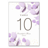 クラシックラベンダーユーカリグリッター結婚テーブル テーブルナンバー (裏面)