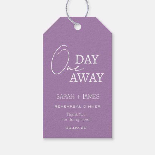 クラシックラベンダーワンデイリハーサル遠くにディナー ギフトタグ (正面)