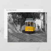 クラシックリスボンの黄色い路面電車。 ポストカード (正面/裏面)