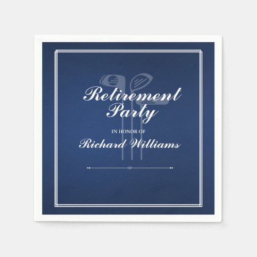 クラシックリタイアゴルフクラブテーマグリーンブルー スタンダードカクテルナプキン (正面)