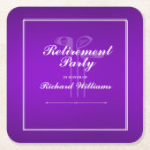 クラシックリタイアゴルフテーマパープルホワイト スクエアペーパーコースター (正面)