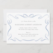 クラシックリボンブルーベビーシャワー 招待状 (正面)