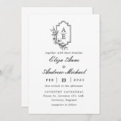 クラシックリュックスブラックモノグラム結婚式招待状 招待状 (正面/裏面)