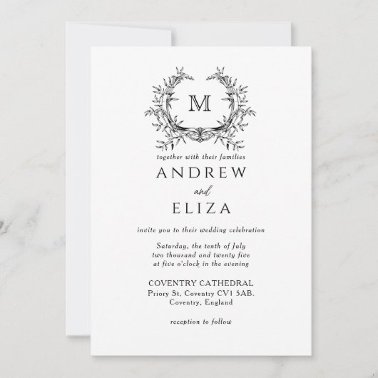 クラシックリュックスブラックモノグラム結婚式招待状 招待状 (正面)