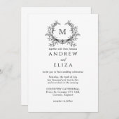 クラシックリュックスブラックモノグラム結婚式招待状 招待状 (正面/裏面)