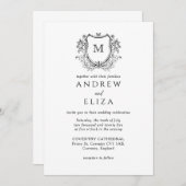 クラシックリュックスブラックモノグラム結婚式招待状 招待状 (正面/裏面)