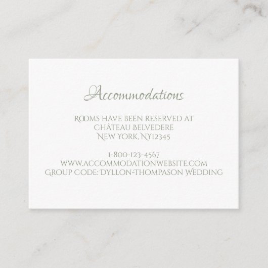 クラシックリージェンシーグリーンカメオ結婚の宿泊 エンクロージャーカード (正面)