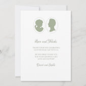 クラシックリージェンシーグリーンカメオ結婚ズ サンキューカード (裏面)