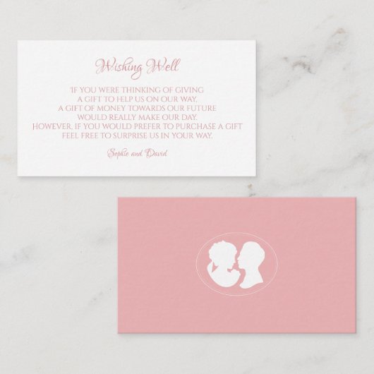クラシックリージェンシーピンクカメオウィングウェル結婚ズ エンクロージャーカード (正面/裏面)