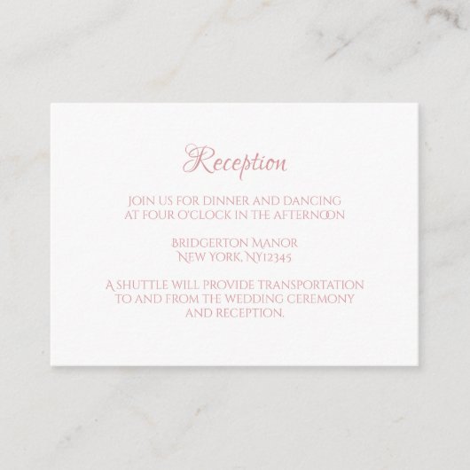 クラシックリージェンシーピンクカメオウェディングレセプション エンクロージャーカード (正面)