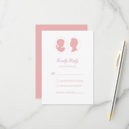 クラシックリージェンシーピンクカメオ結婚ズ 出欠カード