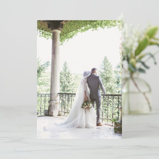 クラシックリージェンシー青カメオ結婚の写真 サンキューカード (スタンド正面)