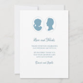 クラシックリージェンシー青カメオ結婚の写真 サンキューカード (裏面)