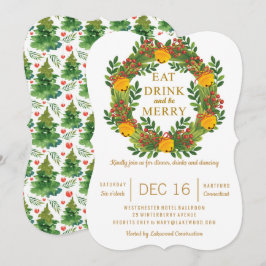 クラシックリースパーティークリスマスツリー 招待状