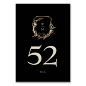 クラシックリースブラック&クリームモノグラム金ゴールド結婚ズ テーブルナンバー (裏面)